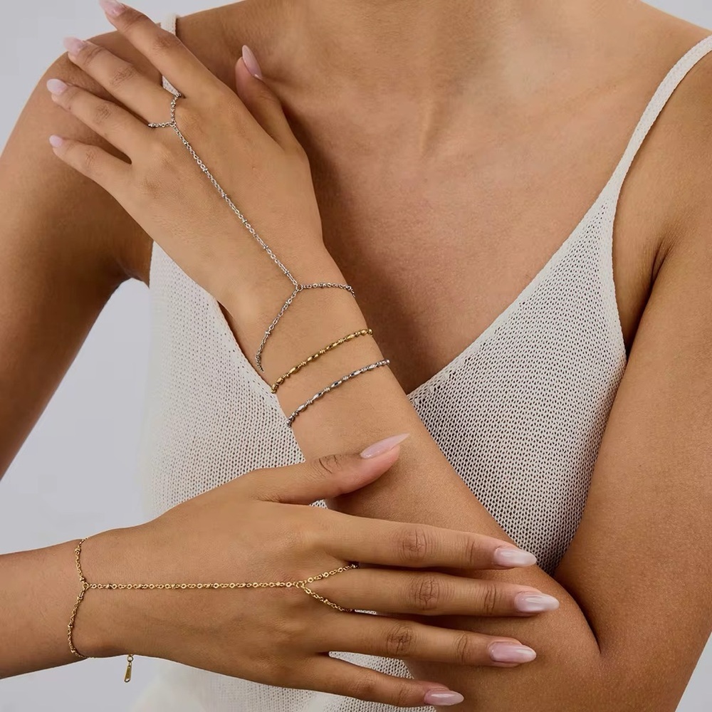 Dainty  18K Gold Plated Stainless steel Hand Chain Bracelet